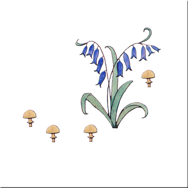 Mushrooms and Balloon Flower, Alice in Wonderland tiles, by CFA Voysey, 1890
