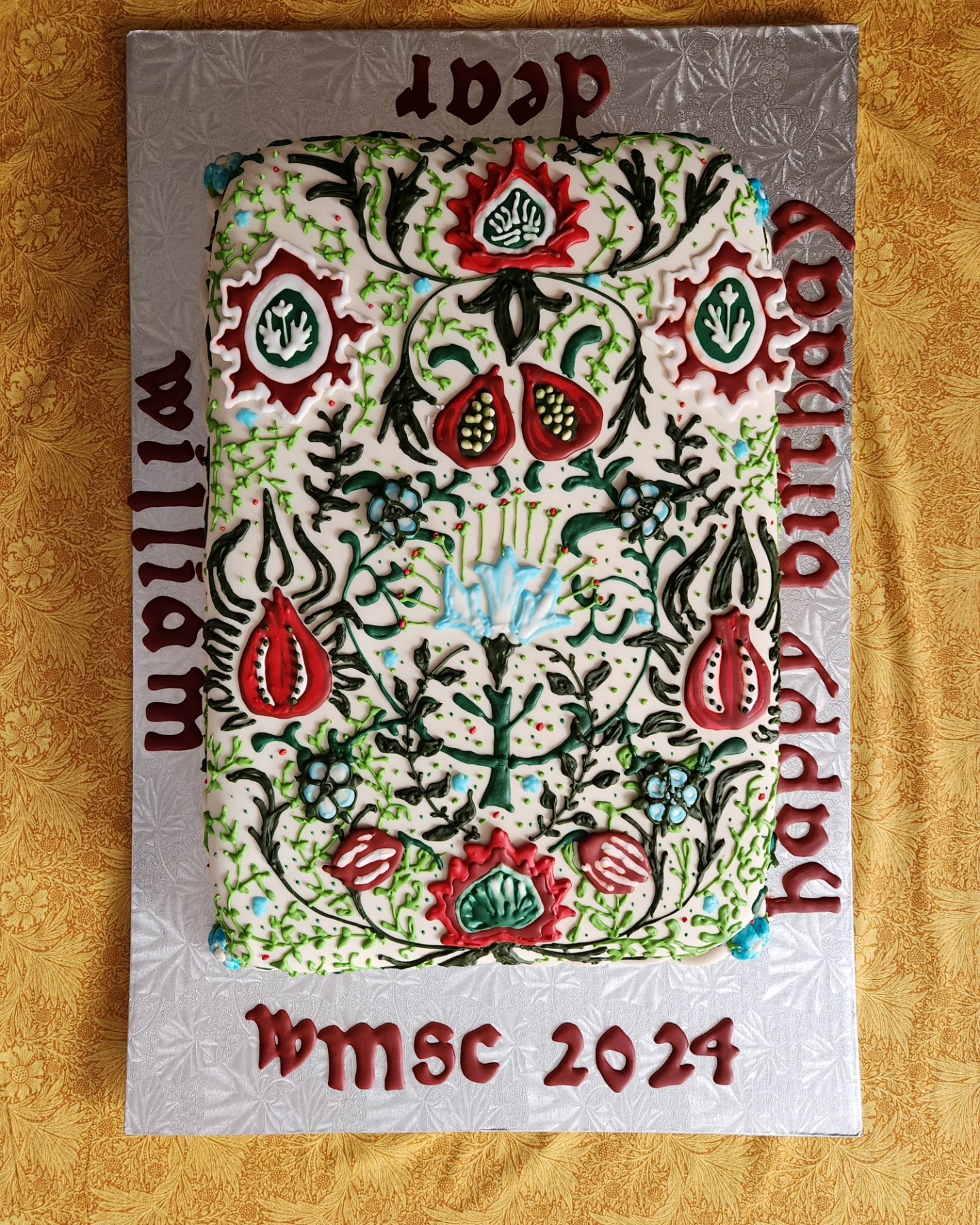 William Morris Birthday Cake 2024, a classic Persian pattern.