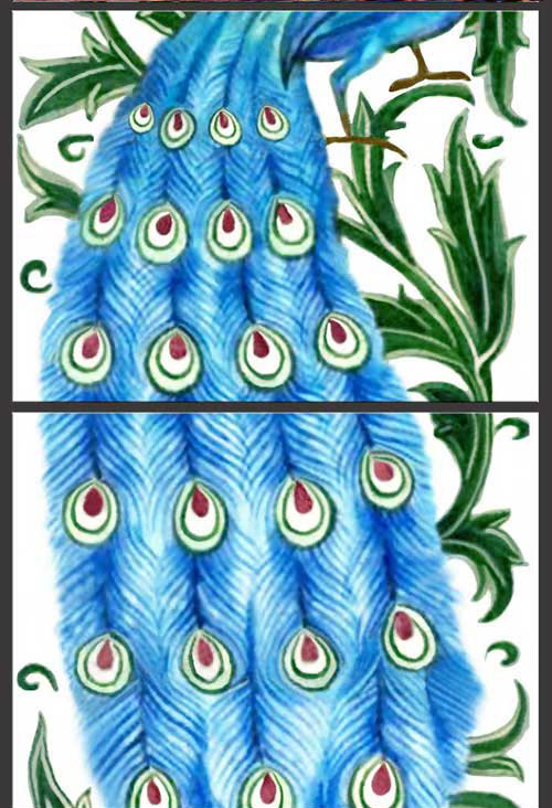 William De Morgan Turquoise Peacock Detail