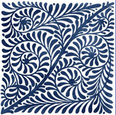 De Morgan blue scroll