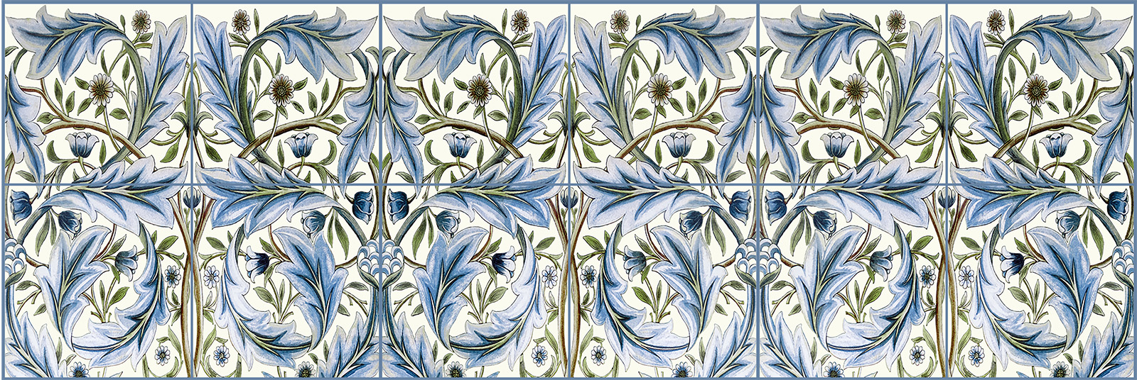 Membland Acanthus swirls border tiles from the Morris-De Morgan collaboration, Membland