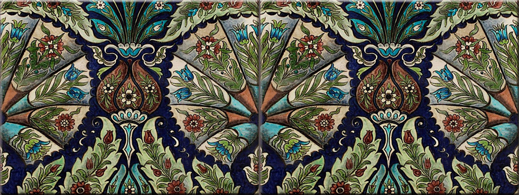 William De Morgan empress border tile, Persian colors