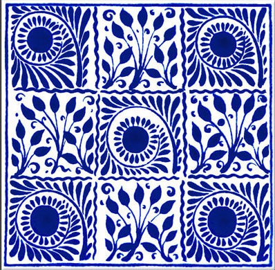 William De Morgan Boughs and Scrolls, 6 inch tile