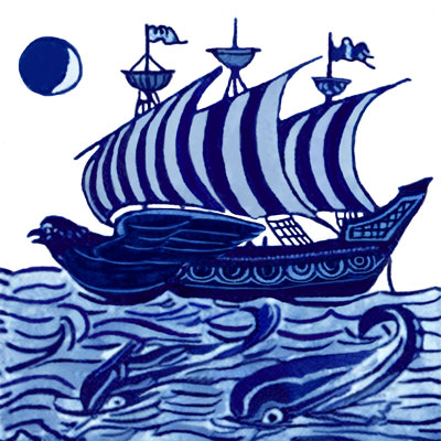 William De Morgan, Bird Ship with Moon