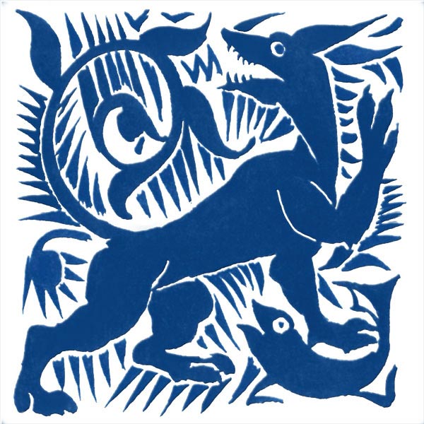 Art Nouveau dog and fish