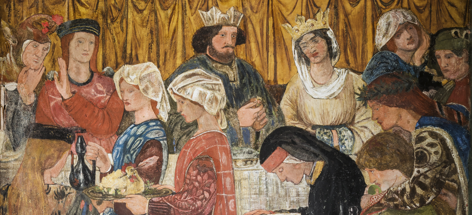 Drawing room mural at Morris's first married home, Red House. Painted by Morris, Rossetti, Burne-Jones and Webb.