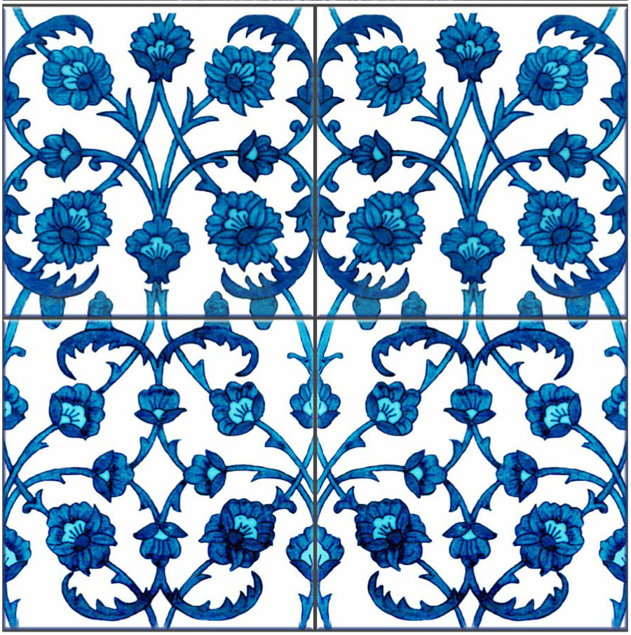 Kelmscott Manor Persian Diaper tiles, blue variant