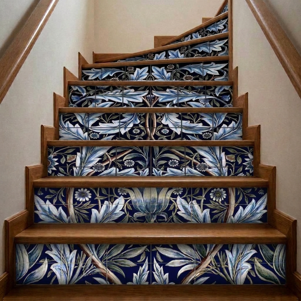 Mockup of Membland Tile Panel installed on stairs