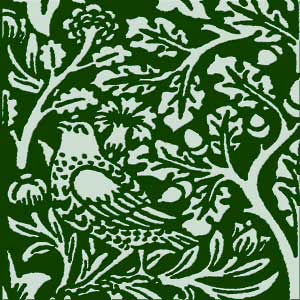 William Morris Brother Rabbit Tile on Forest Green