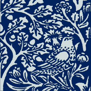 William Morris Brother Rabbit Tile on Indigo