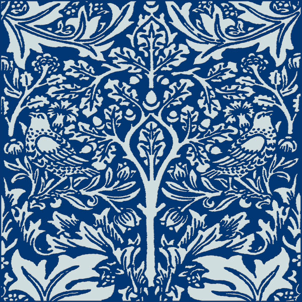 William Morris Brother Rabbit Tile on Indigo