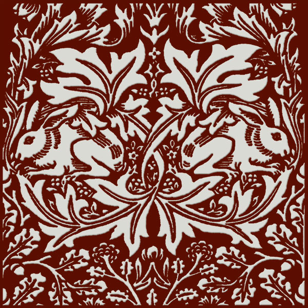 William Morris Brother Rabbit Tile on Dragon's Blood