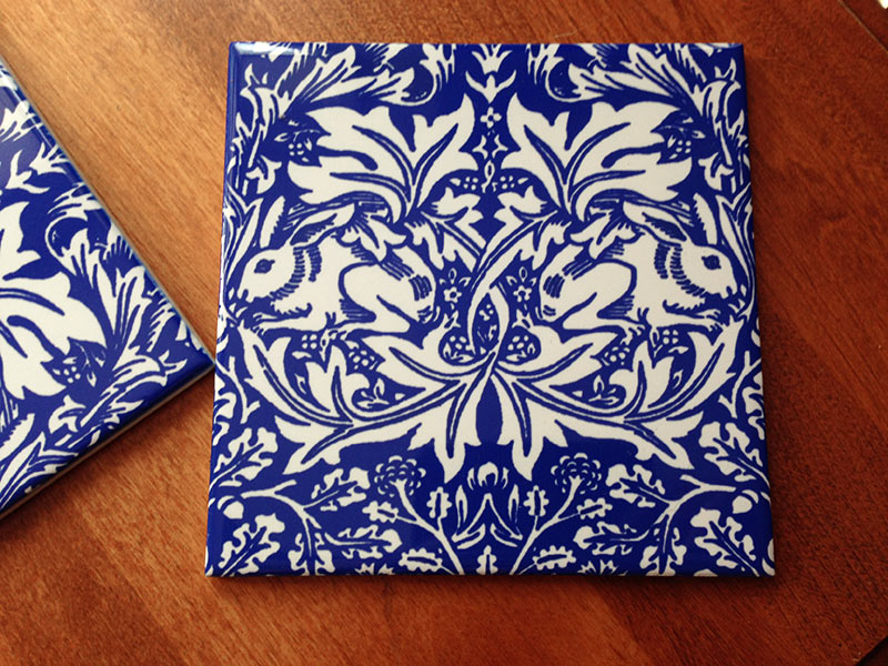 Brother Rabbit tile, on cobalt blue