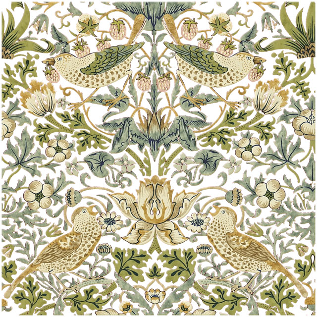 Strawberry thief tile, Enzo on White