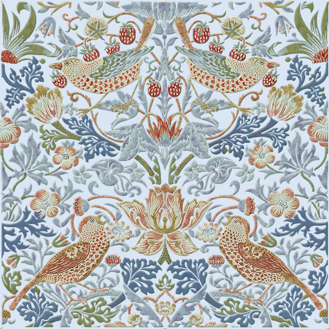 Strawberry thief tile, Ozzy colorway