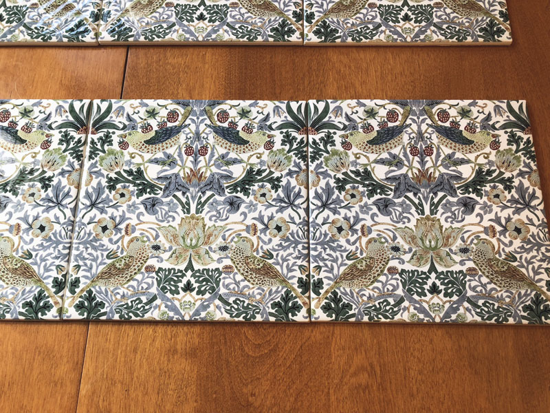 Strawberry Thief Tiles, Squint colorway, 8 inch tiles